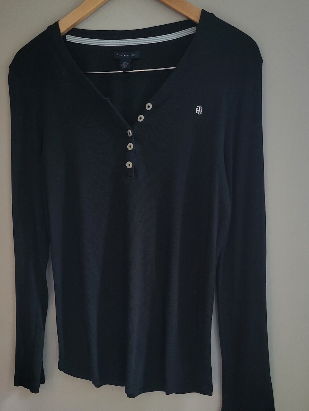 Tommy Hilfiger Black Long-Sleeve Henley Shirt